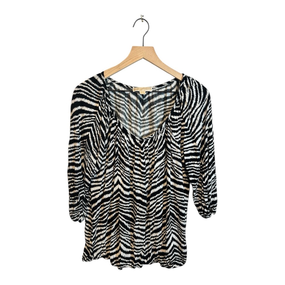 MICHAEL Michael Kors Women’s Large Black & White Zebra Print Blouse Top